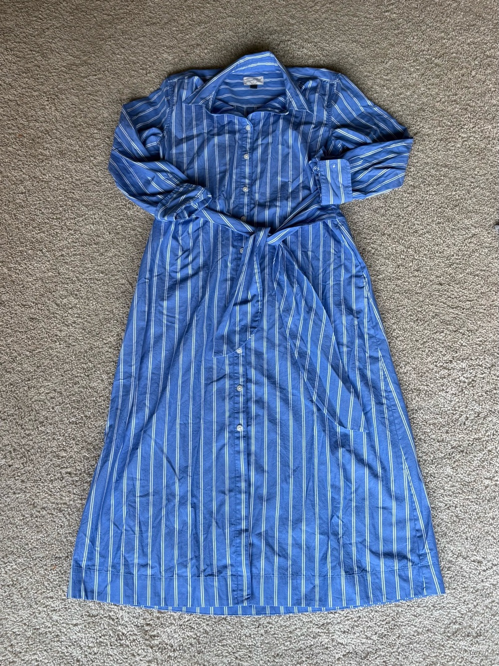 Universal Thread Blue Striped Button-Front Maxi Shirt Dress